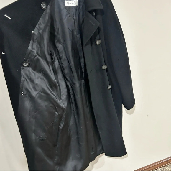 Max Mara Madame Icon Coat US Size 10 Virgin Wool Cashmere Black EUC - Picture 5 of 9
